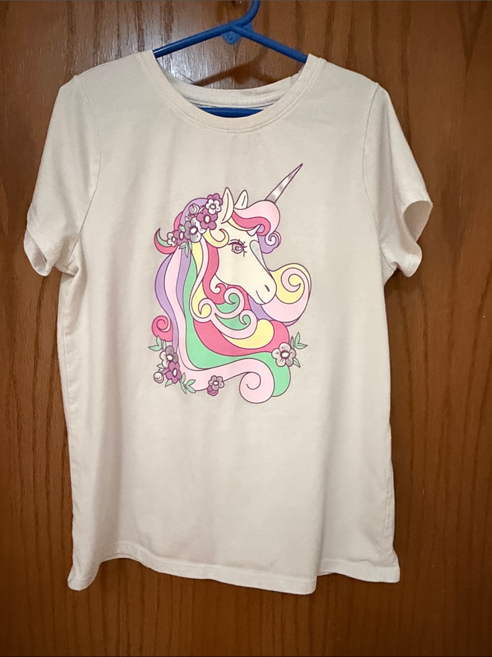 Cat & Jack White Short-Sleeve Unicorn Graphic Tee with Pastel Mane